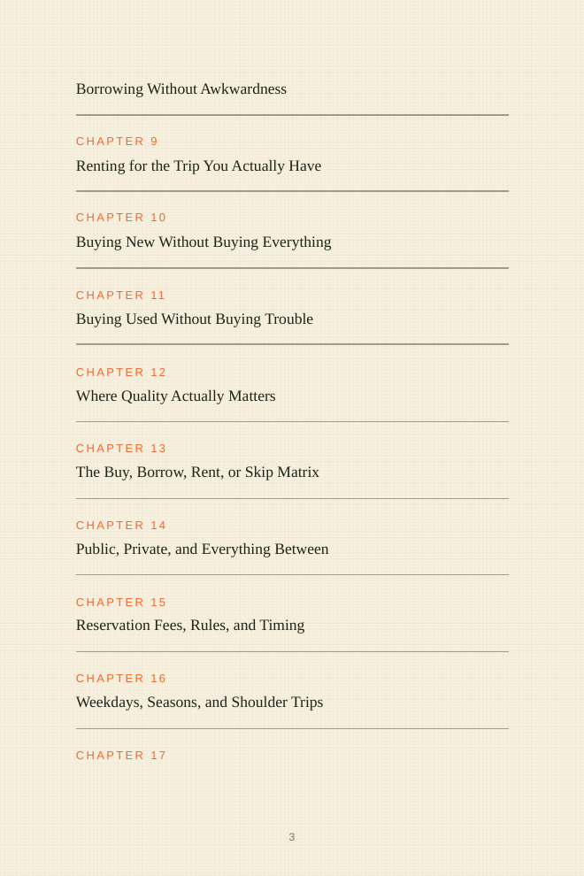 Interior preview page showing gear decision content